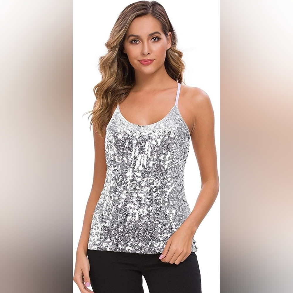MANER Silver Sequin Women's Top
